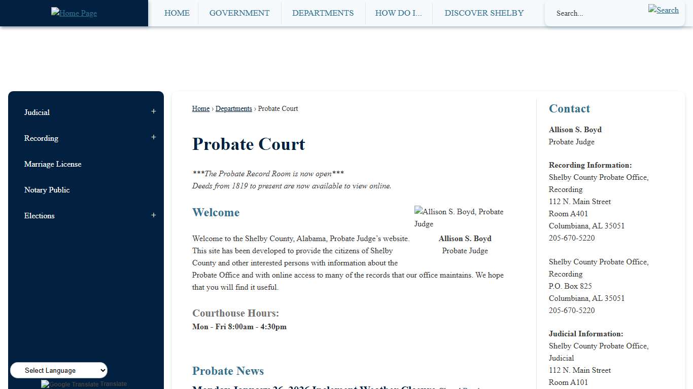 Probate Court Shelby County, AL - Official Website