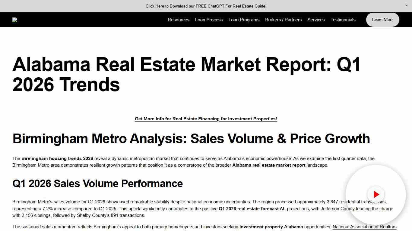 Alabama Real Estate Market Report: Q1 2026 Trends - Real Estate Loans